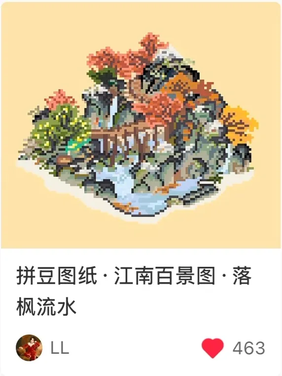 A fuse bead pattern created with Handpix and shared by a creator on Xiaohongshu